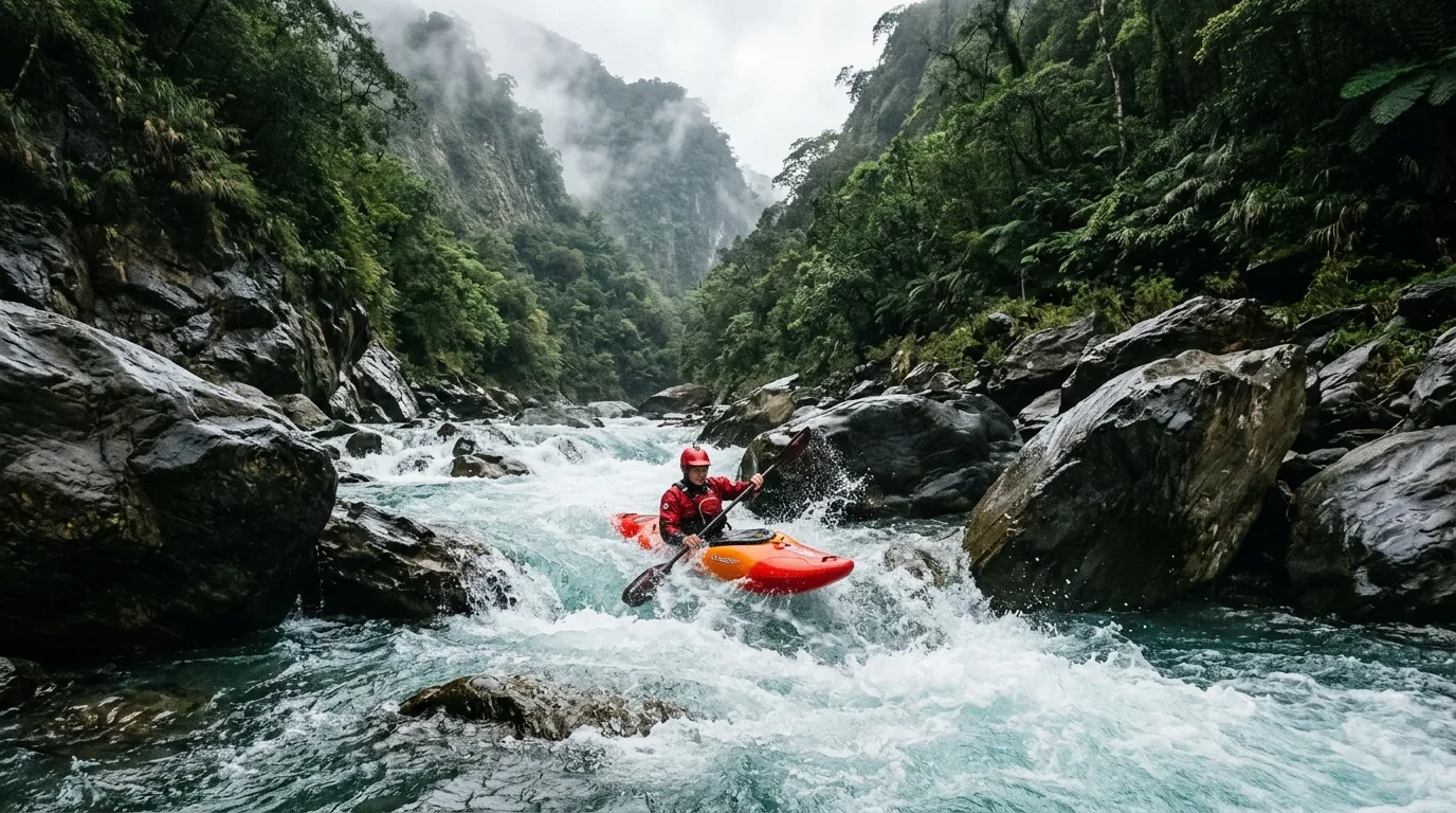 Taiwan Whitewater Kayaking in Mountain Rapids